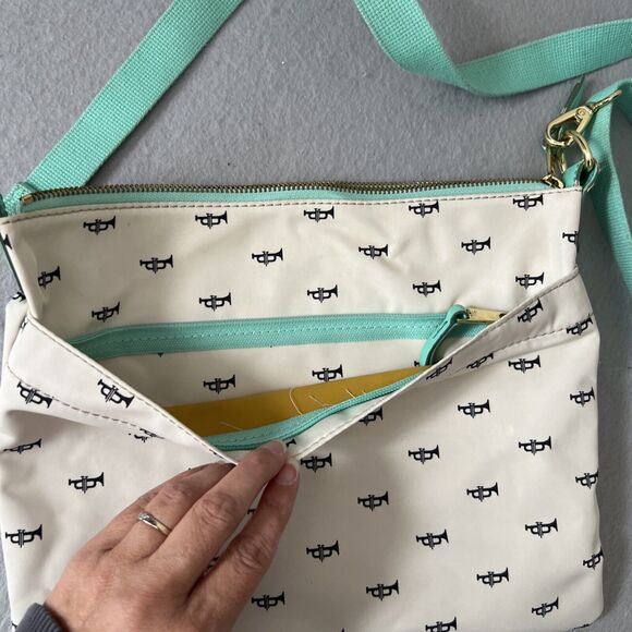 Fossil Key Per Crossbody Purse Novelty Trumpet Print Nylon Top Zip Pockets Music - Picture 7 of 13